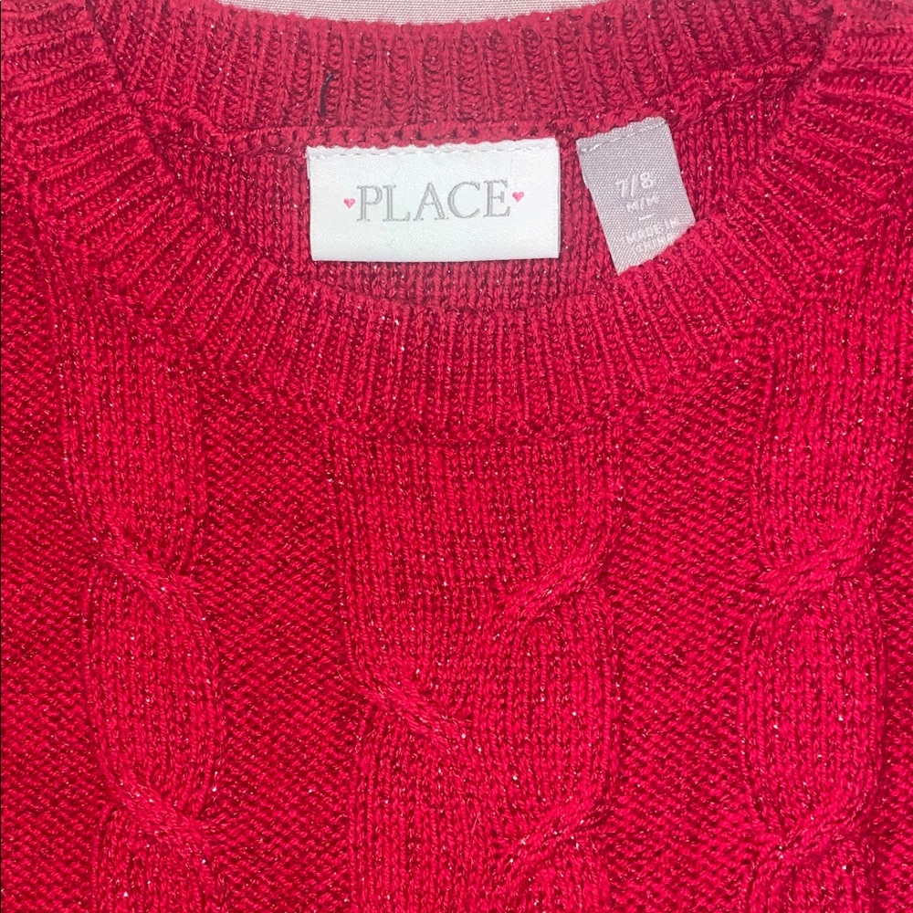 Red Cable Knit Sweater Dress